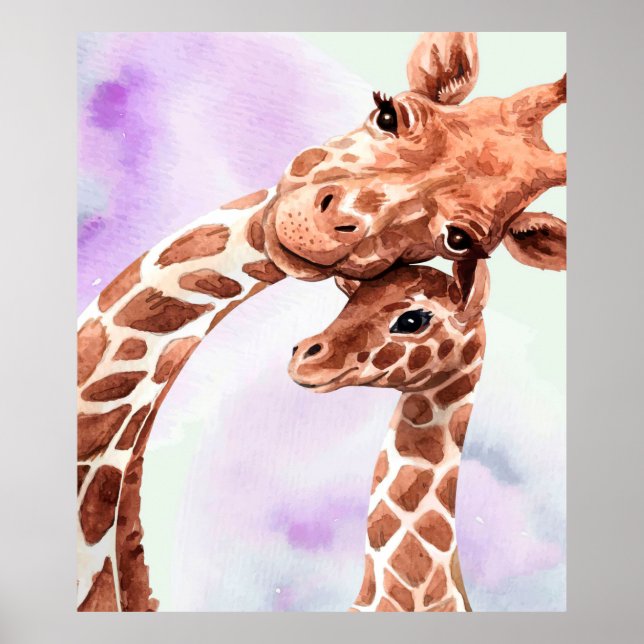 Cute Giraffe Mum And Baby, Gift For Daughter Poster (Front)