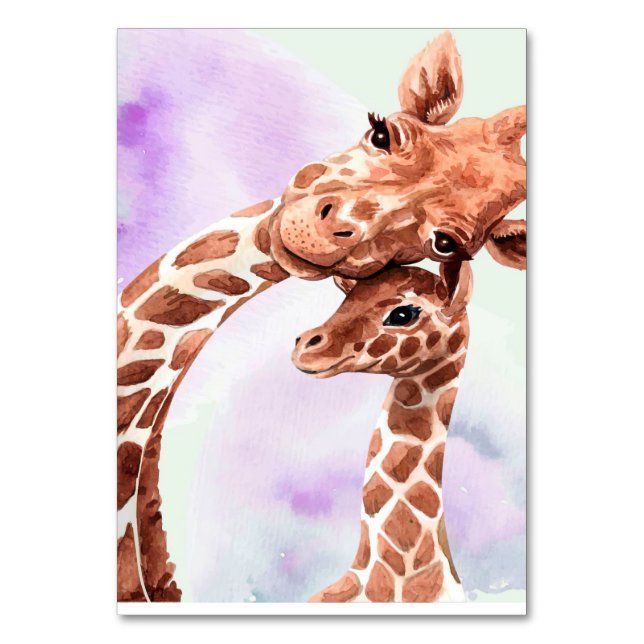 Cute Giraffe Mum And Baby, Gift For Daughter Table Number (Front)