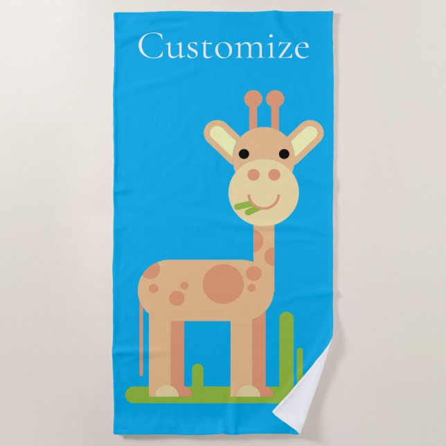 Cute Giraffe Munching  Thunder_Cove Beach Towel (Front)
