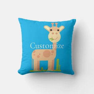 Cute Giraffe Munching  Thunder_Cove Cushion