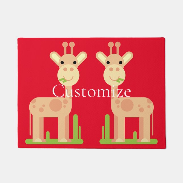 Cute Giraffe Munching  Thunder_Cove Doormat (Front)