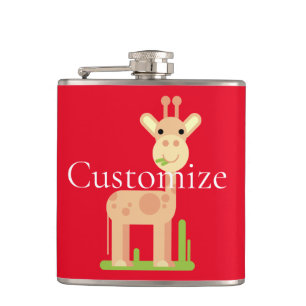 Cute Giraffe Munching  Thunder_Cove Hip Flask