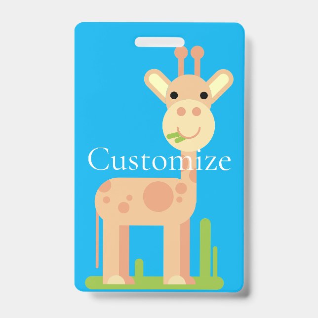 Cute Giraffe Munching  Thunder_Cove ID Badge (Front)