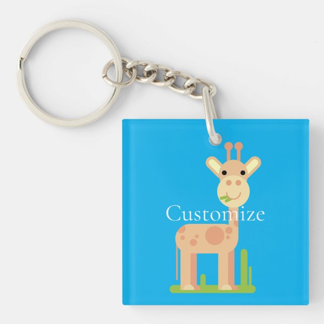 Cute Giraffe Munching  Thunder_Cove Key Ring (Front)