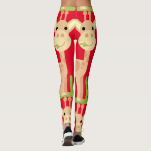 Cute Giraffe Munching  Thunder_Cove Leggings