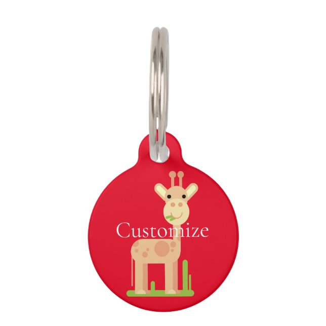 Cute Giraffe Munching  Thunder_Cove Pet Tag (Front)