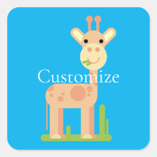 Cute Giraffe Munching Thunder_Cove Square Sticker
