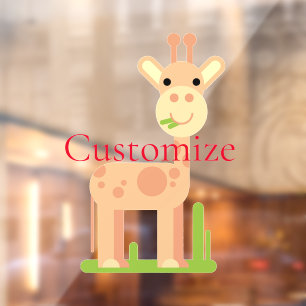 Cute Giraffe Munching Thunder_Cove Window Cling