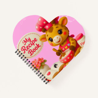 Cute Giraffe My Recipe Book Kawaii Pink Notebook