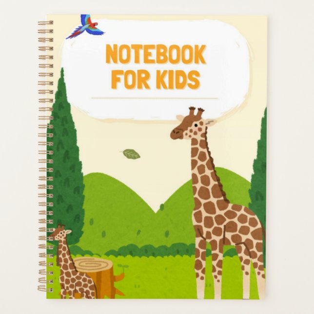 Cute Giraffe Notebook for Kids – Fun Animal Cover, Planner (Front)