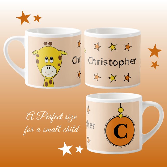 Cute giraffe orange yellow with stars child's espresso cup (Creator Uploaded)