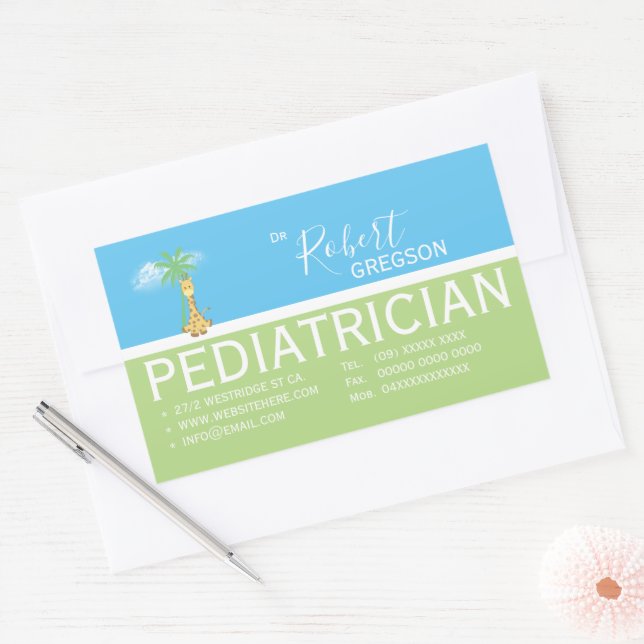 Cute Giraffe Paediatrician / Paediatrician Rectangular Sticker (Envelope)