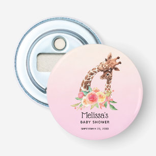 Cute Giraffe Pair Mum & Baby Watercolor Shower Bottle Opener