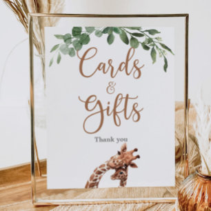 Cute giraffe party Cards and gifts sign