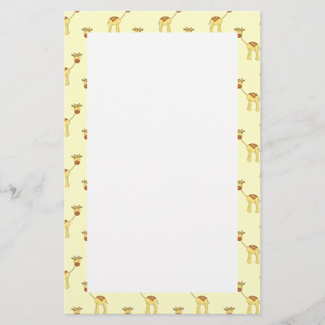 Cute Giraffe Pattern on Yellow. Stationery (Front)
