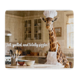 Cute Giraffe Personalised Glass Cutting Board