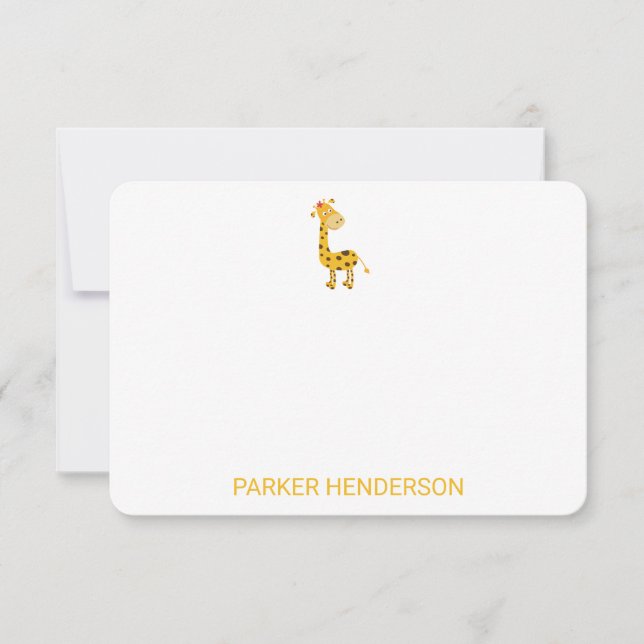 Cute Giraffe Personalised Stationery Set Thank You Card (Front)