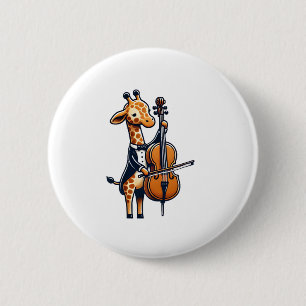 Cute Giraffe Playing Cello Giraffes Musician Music 6 Cm Round Badge