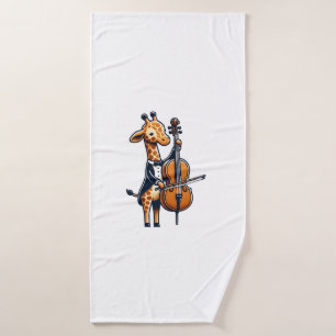 Cute Giraffe Playing Cello Giraffes Musician Music Bath Towel