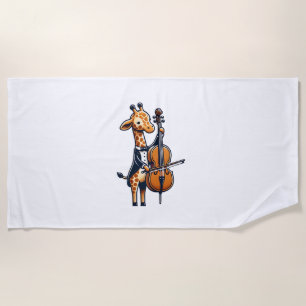 Cute Giraffe Playing Cello Giraffes Musician Music Beach Towel