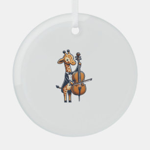 Cute Giraffe Playing Cello Giraffes Musician Music Glass Tree Decoration