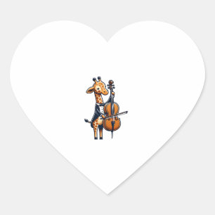 Cute Giraffe Playing Cello Giraffes Musician Music Heart Sticker