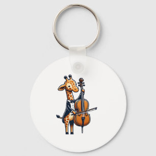 Cute Giraffe Playing Cello Giraffes Musician Music Key Ring