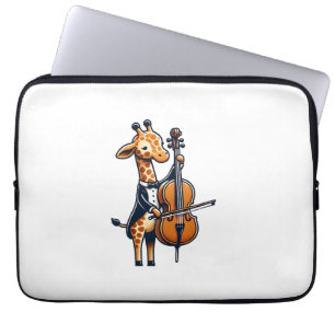 Cute Giraffe Playing Cello Giraffes Musician Music Laptop Sleeve