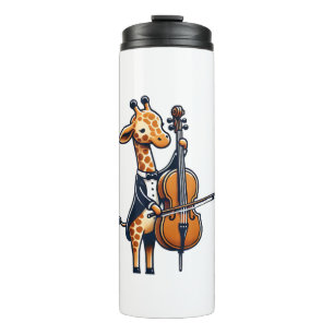 Cute Giraffe Playing Cello Giraffes Musician Music Thermal Tumbler