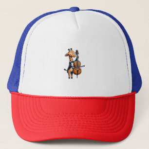 Cute Giraffe Playing Cello Giraffes Musician Music Trucker Hat