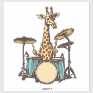 Cute Giraffe Playing Drums Giraffes Drummer Music 