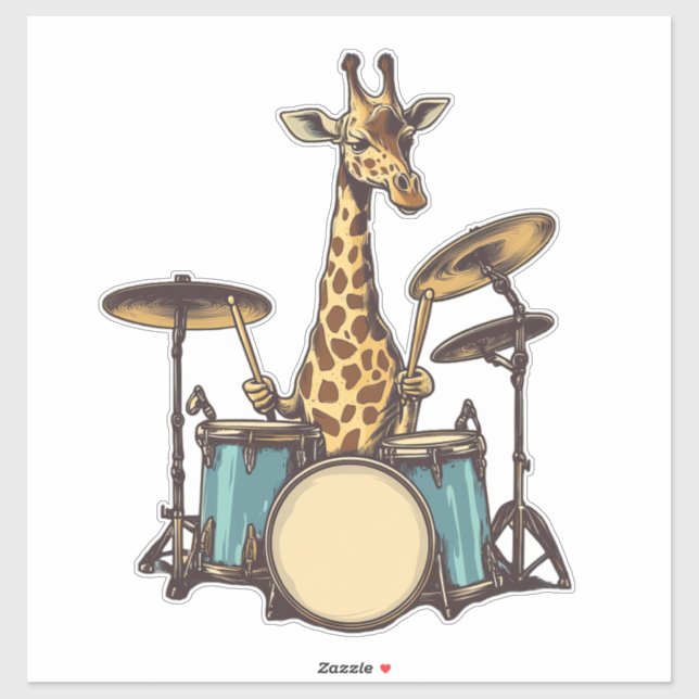 Cute Giraffe Playing Drums Giraffes Drummer Music  (Sheet)