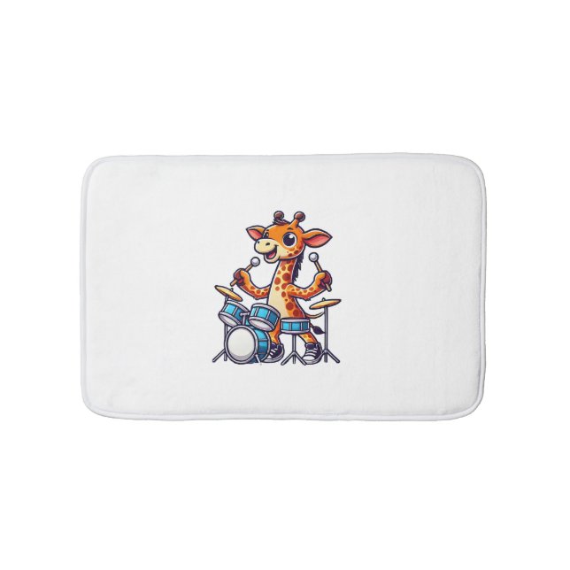 Cute Giraffe Playing Drums Giraffes Drummer Music  Bath Mat (Front)