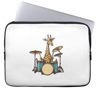 Cute Giraffe Playing Drums Giraffes Drummer Music Laptop Sleeve