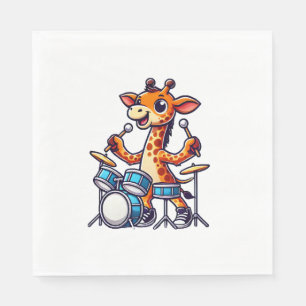 Cute Giraffe Playing Drums Giraffes Drummer Music Napkin