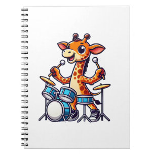 Cute Giraffe Playing Drums Giraffes Drummer Music  Notebook