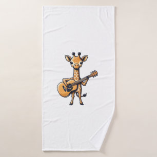 Cute Giraffe Playing Guitar Giraffes Musician Musi Bath Towel