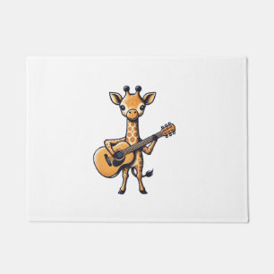 Cute Giraffe Playing Guitar Giraffes Musician Musi Doormat