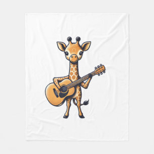Cute Giraffe Playing Guitar Giraffes Musician Musi Fleece Blanket