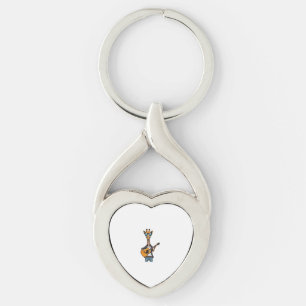 Cute Giraffe Playing Guitar Giraffes Musician Musi Key Ring