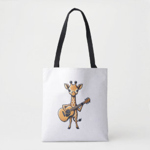 Cute Giraffe Playing Guitar Giraffes Musician Musi Tote Bag