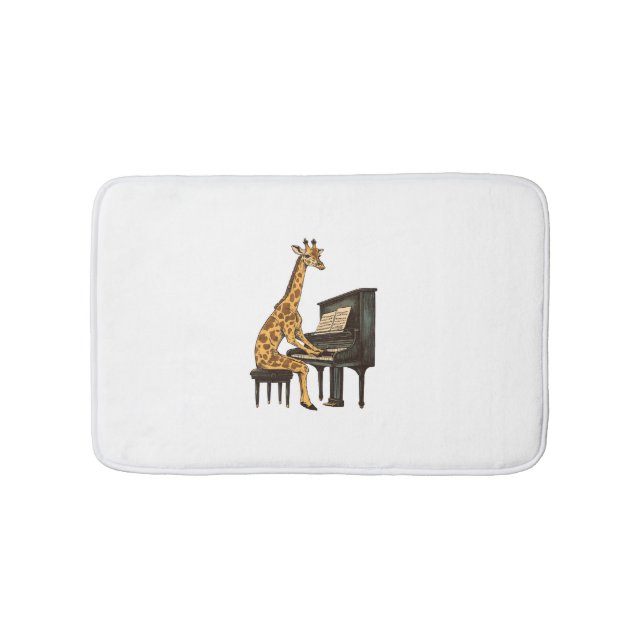 Cute Giraffe Playing Piano Giraffes Musician Music Bath Mat (Front)