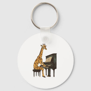 Cute Giraffe Playing Piano Giraffes Musician Music Key Ring