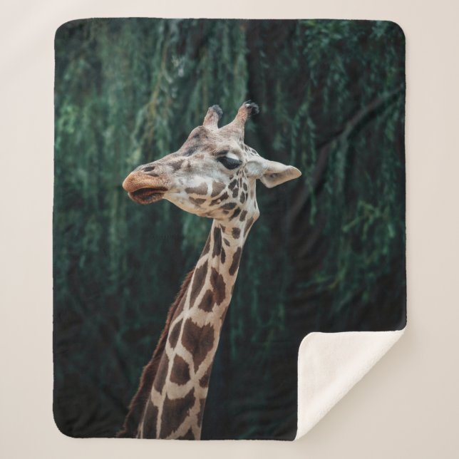 CUTE GIRAFFE PORTRAIT SHERPA BLANKET (Front)