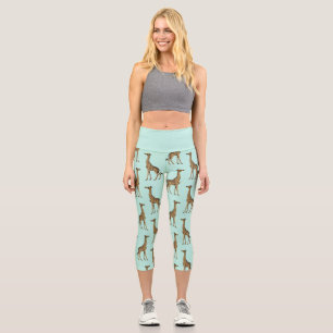 Cute Giraffe Print Capri Leggings