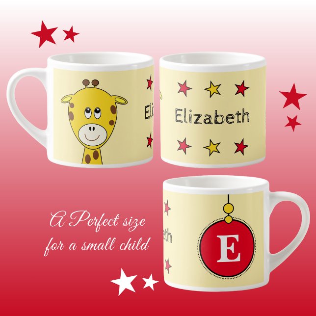 Cute giraffe red yellow with stars child's espresso cup (Creator Uploaded)