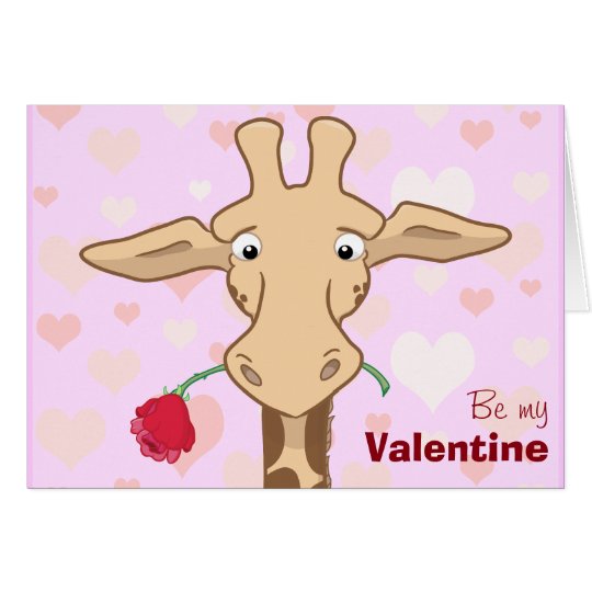 Cute Giraffe & Rose Valentine Card
