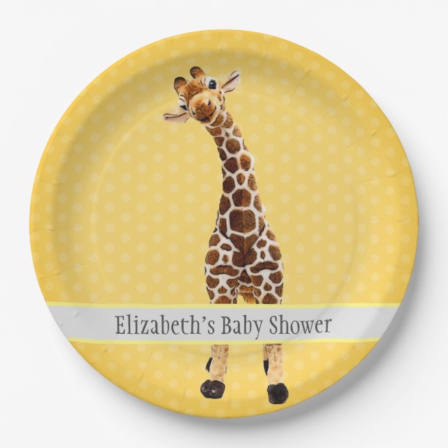 Cute Giraffe Safari Animal Jungle Baby Shower Paper Plate (Front)