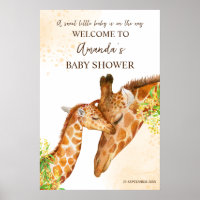 Cute Giraffe safari baby shower welcome sign