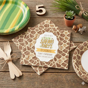 Cute Giraffe Safari Jungle Kids Birthday Party Napkin